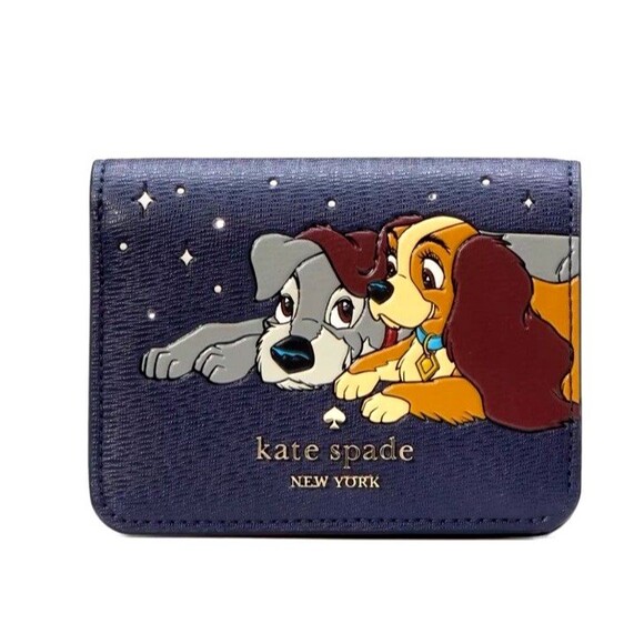New Disney X Kate Spade Lady and the Tramp Small Bifold Wallet Parisian Navy - Picture 1 of 3